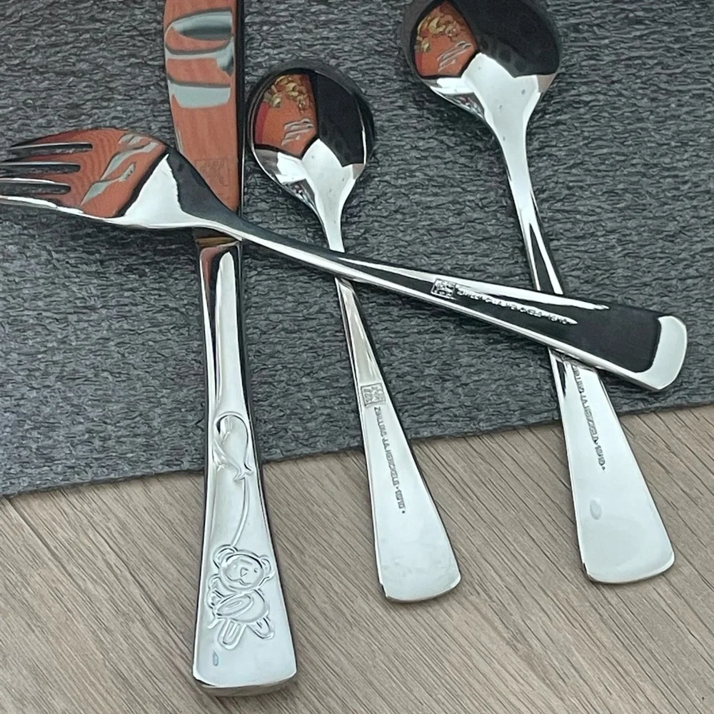 ZWILLING Henckels 4-PC TWIN KIDS Teddy‎ FLATWARE SET, 18/10 STAINLESS STEEL NWT